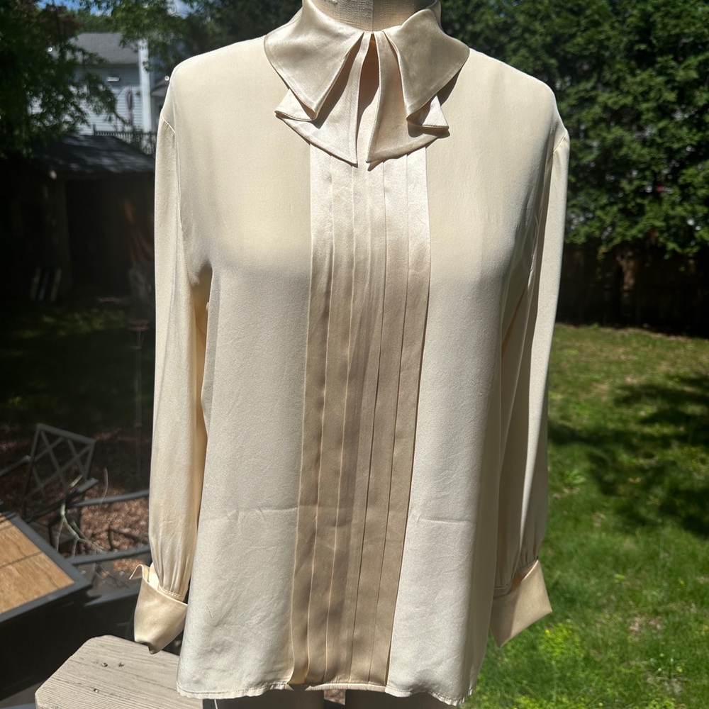 Vintage Satin, Elegant Cream Women's Top
